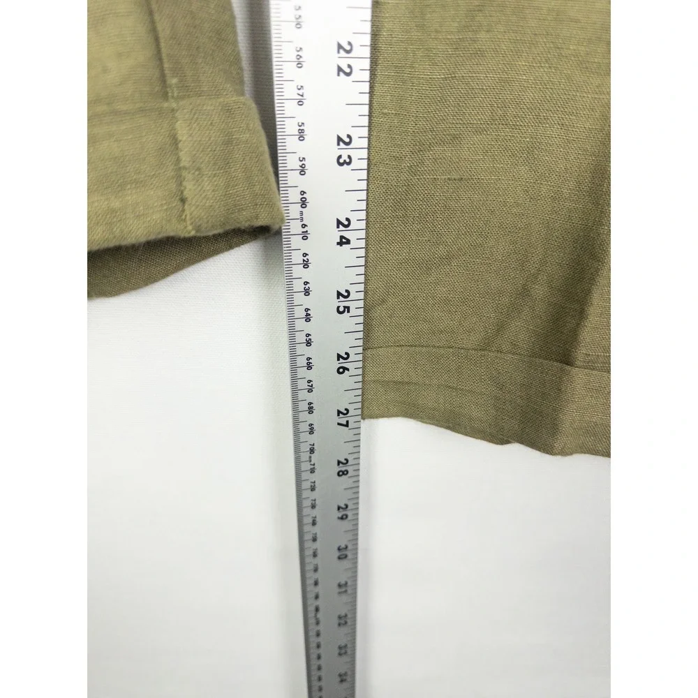 VTG Banana Republic Linen Pleated Trouser Pants Mens 36x32 Olive Green Old Money